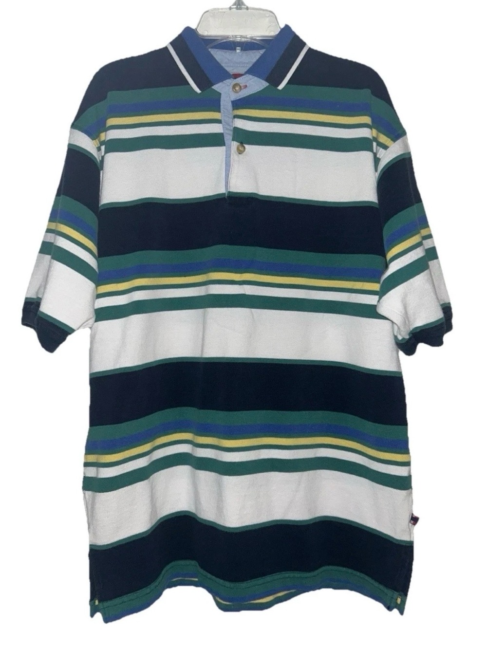 Vintage 90s Y2K Bugle Boy Mens Striped Polo Preppy Casual Golf Streetwear Medium